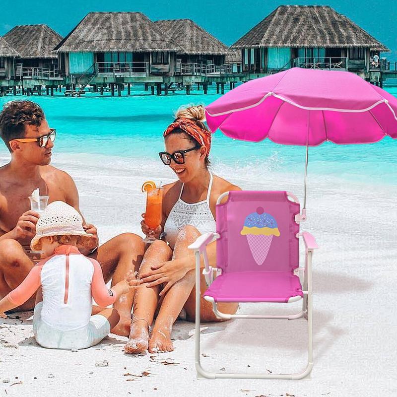 子供用傘付きビーチチェア、耐風性砂浜用シート、屋外旅行、芝生 - Kids Outdoor Umbrella Chair のレビューと価格