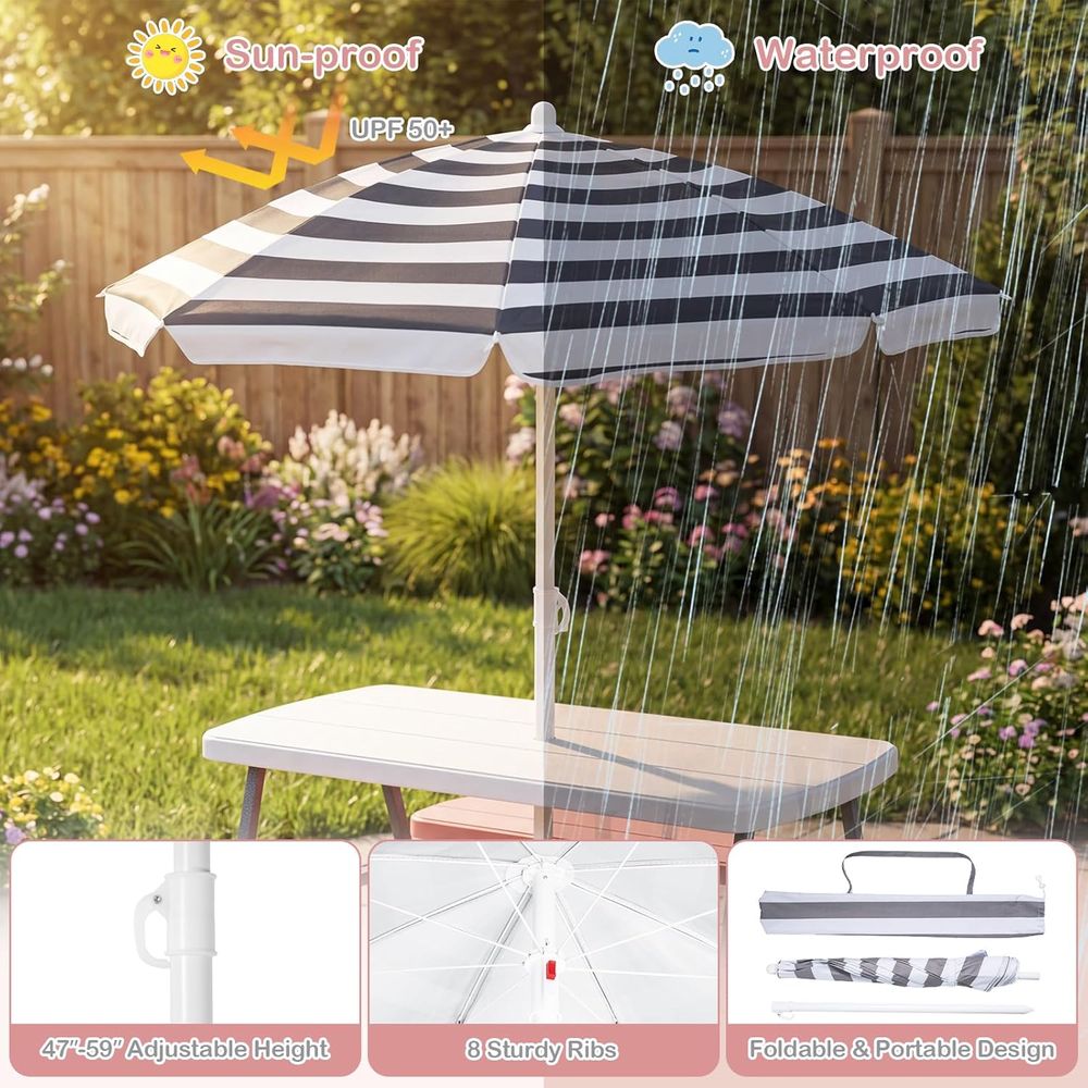 子供用ピクニックテーブル、幼児用屋外テーブル＆ベンチセット（ - Kids Outdoor Table With Umbrella のレビューと価格